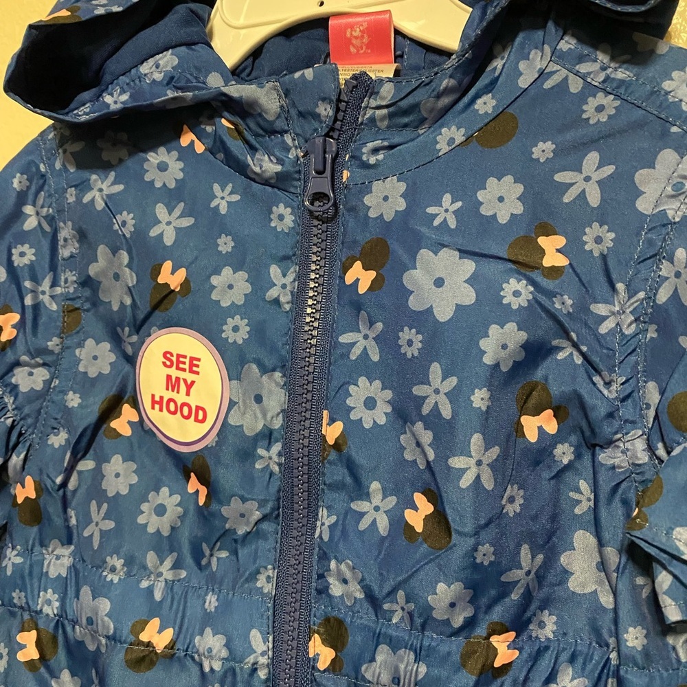 New Disney Junior Minnie Mouse Full-Zip Hooded Jacket | Ears & Bow | 2T–4T - Picture 6 of 7